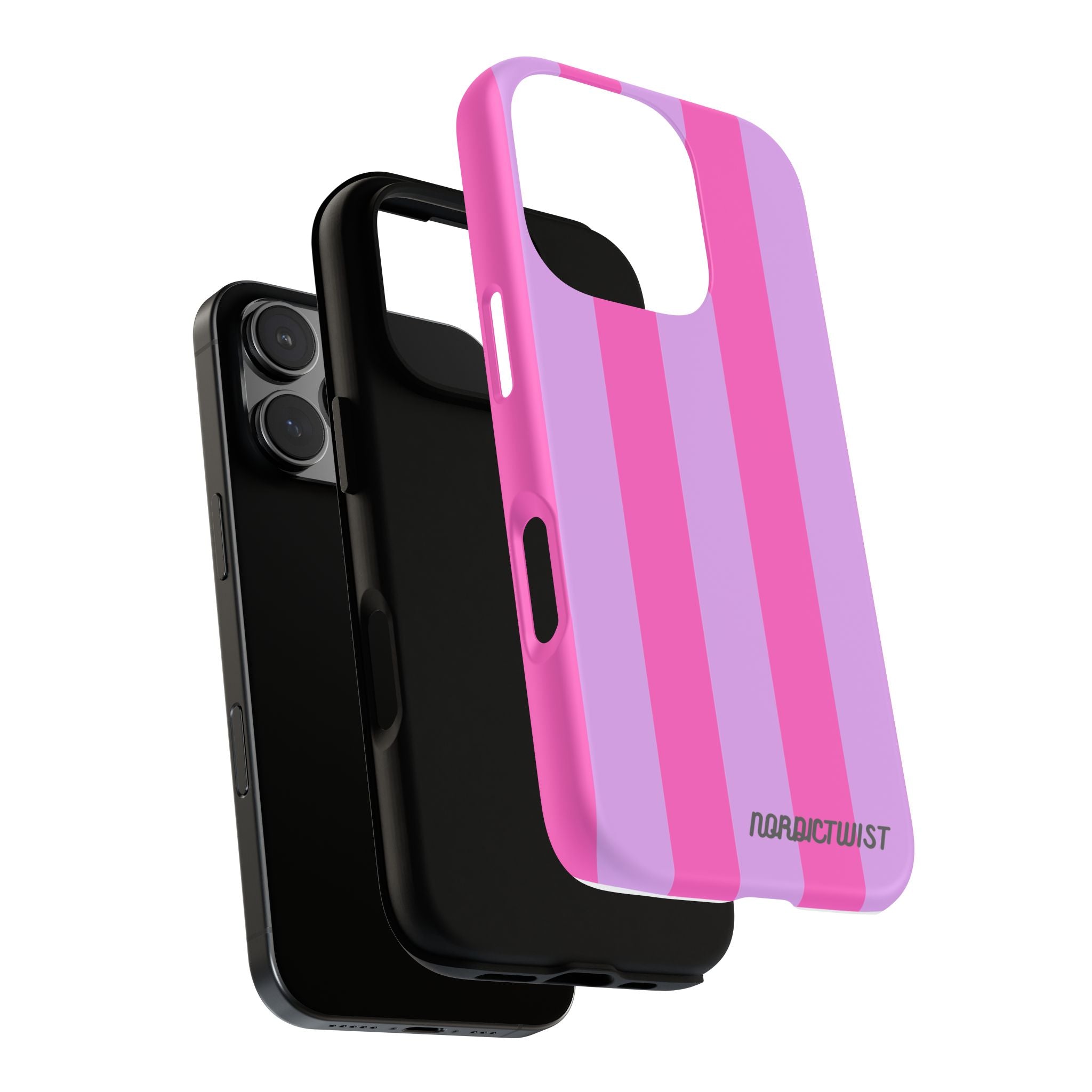 Stylish Phone Case - Tough Cases with Vibrant Pink and Lavender Stripes