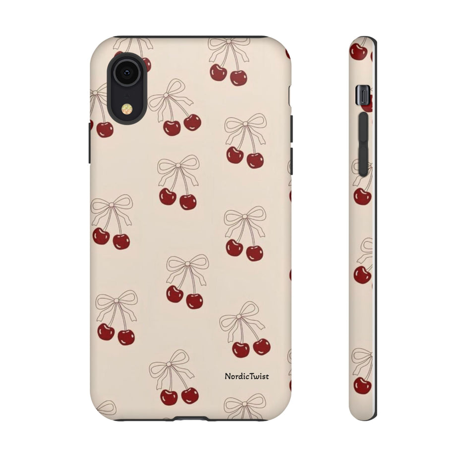 Cherry Pattern Phone Case — Cute Retro Red Cherries on Cream