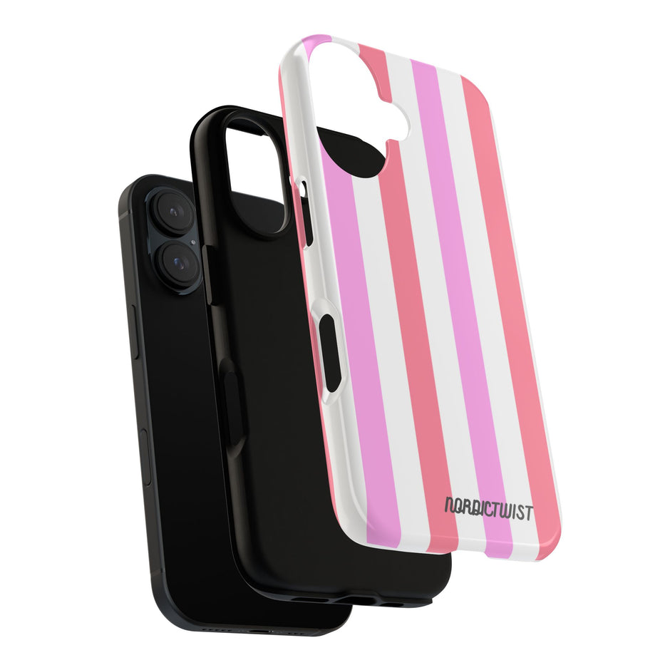 Pink Striped Phone Case - Stylish & Durable Cover