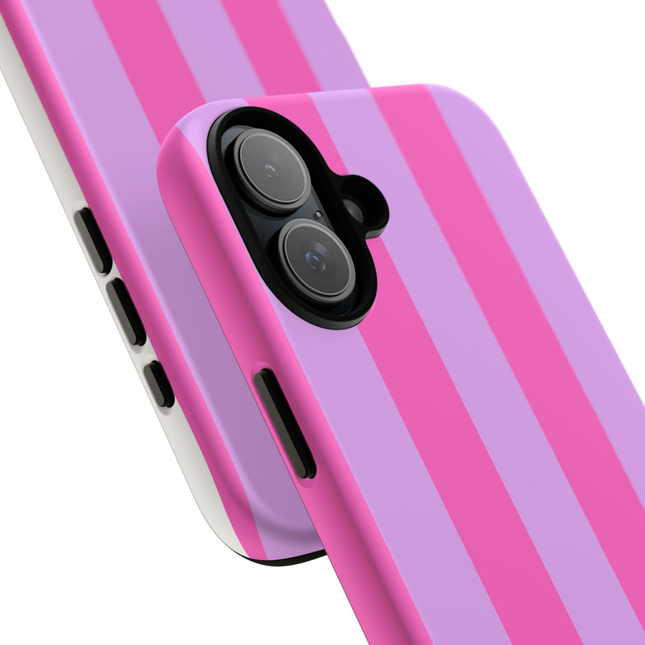 Stylish Phone Case - Tough Cases with Vibrant Pink and Lavender Stripes