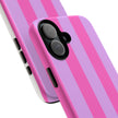 Stylish Phone Case - Tough Cases with Vibrant Pink and Lavender Stripes