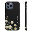 Daisy Floral Tough Phone Case – Protective Black Phone Cover with White Daisies