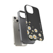 Daisy Floral Tough Phone Case – Protective Black Phone Cover with White Daisies
