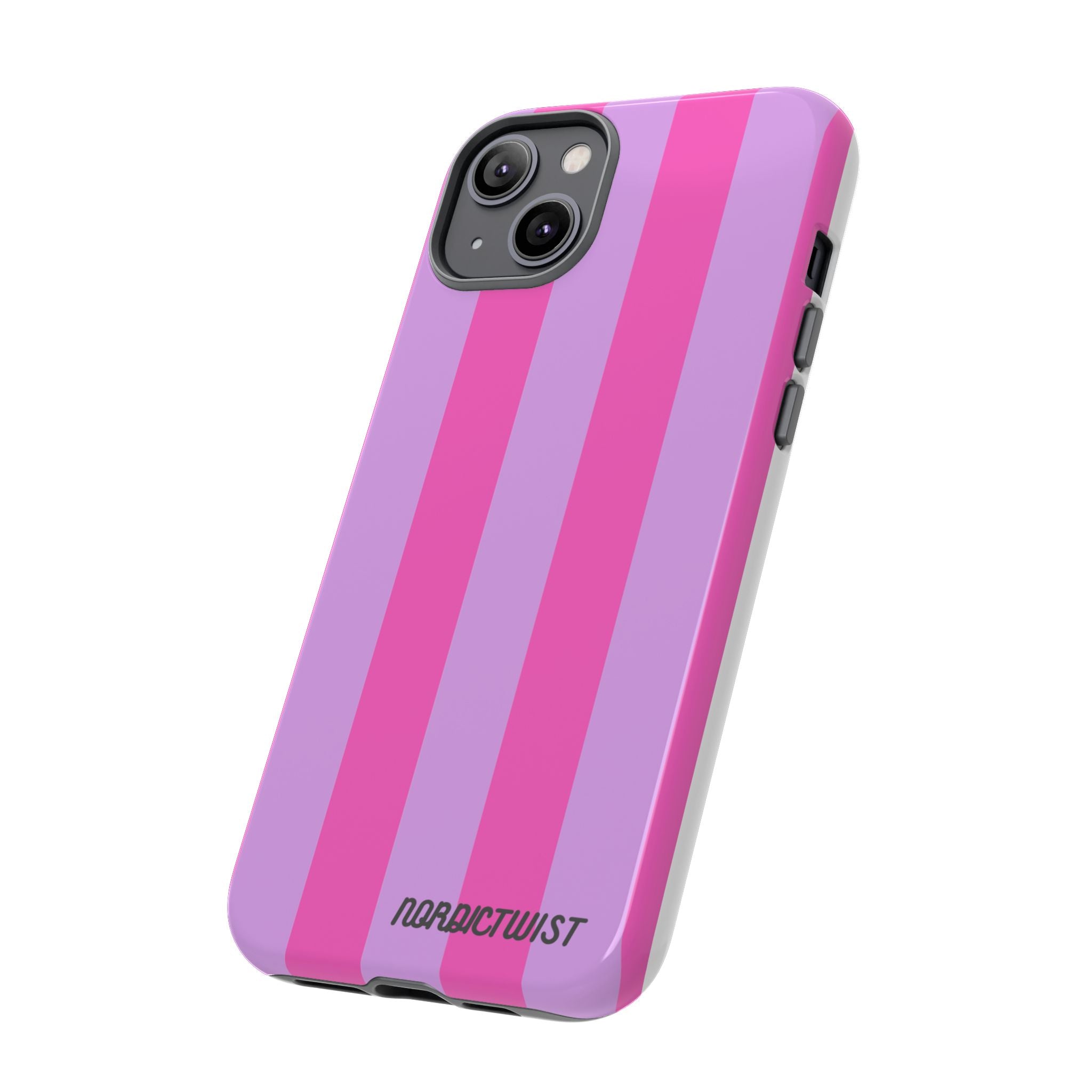 Stylish Phone Case - Tough Cases with Vibrant Pink and Lavender Stripes
