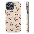 Cherry Pattern Tough Phone Case — Retro Red Cherries on Cream