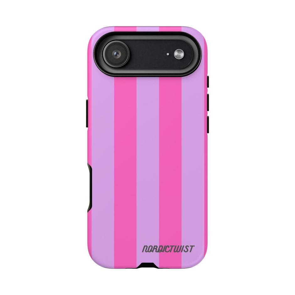 Stylish Phone Case - Tough Cases with Vibrant Pink and Lavender Stripes