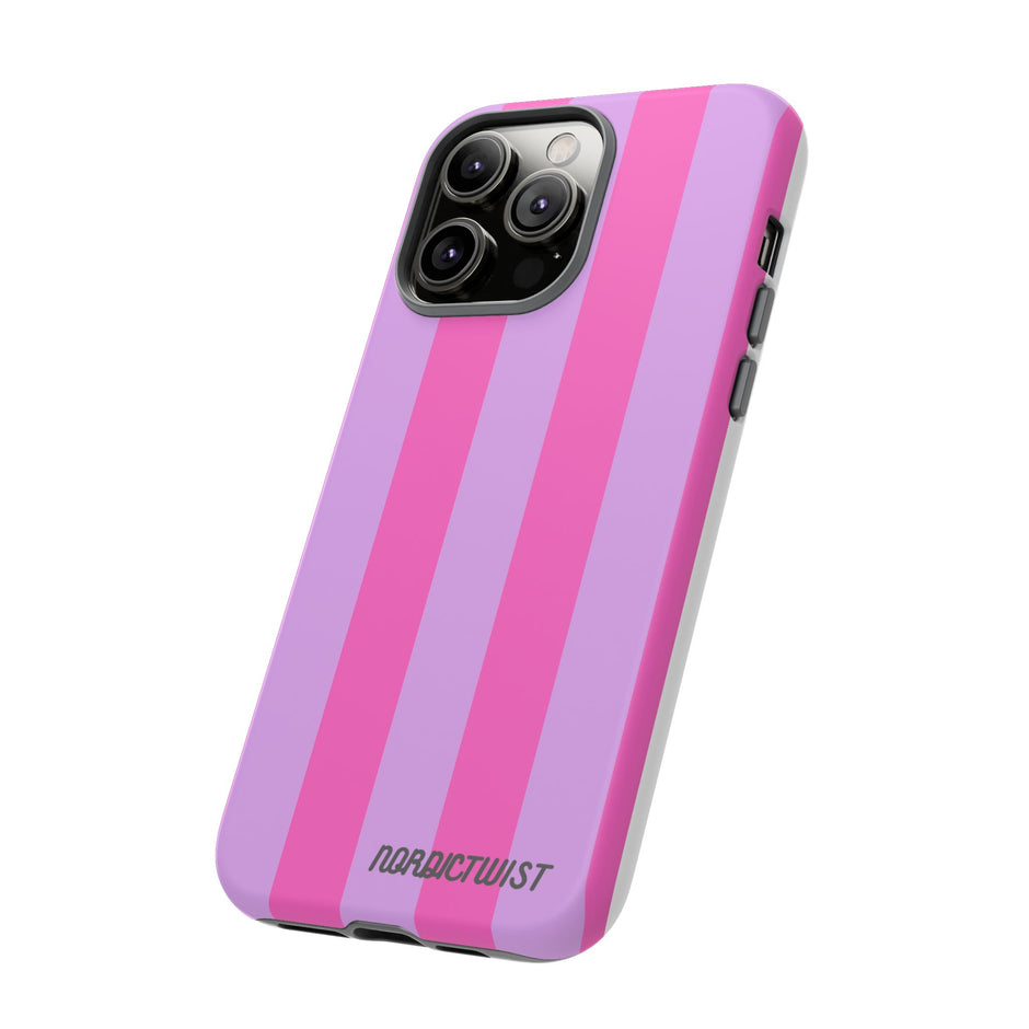 Stylish Phone Case - Tough Cases with Vibrant Pink and Lavender Stripes