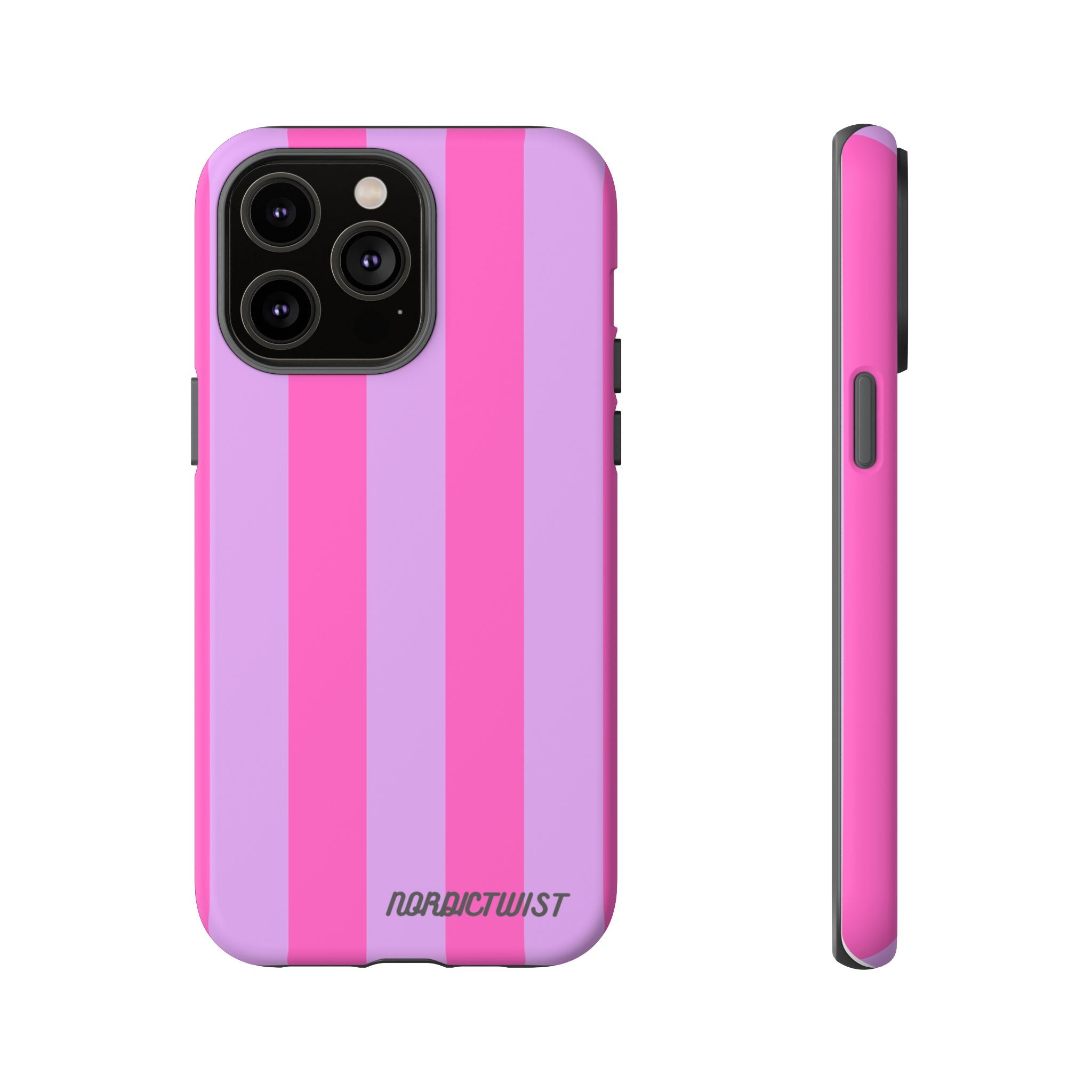 Stylish Phone Case - Tough Cases with Vibrant Pink and Lavender Stripes