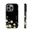 Daisy Floral Tough Phone Case – Protective Black Phone Cover with White Daisies