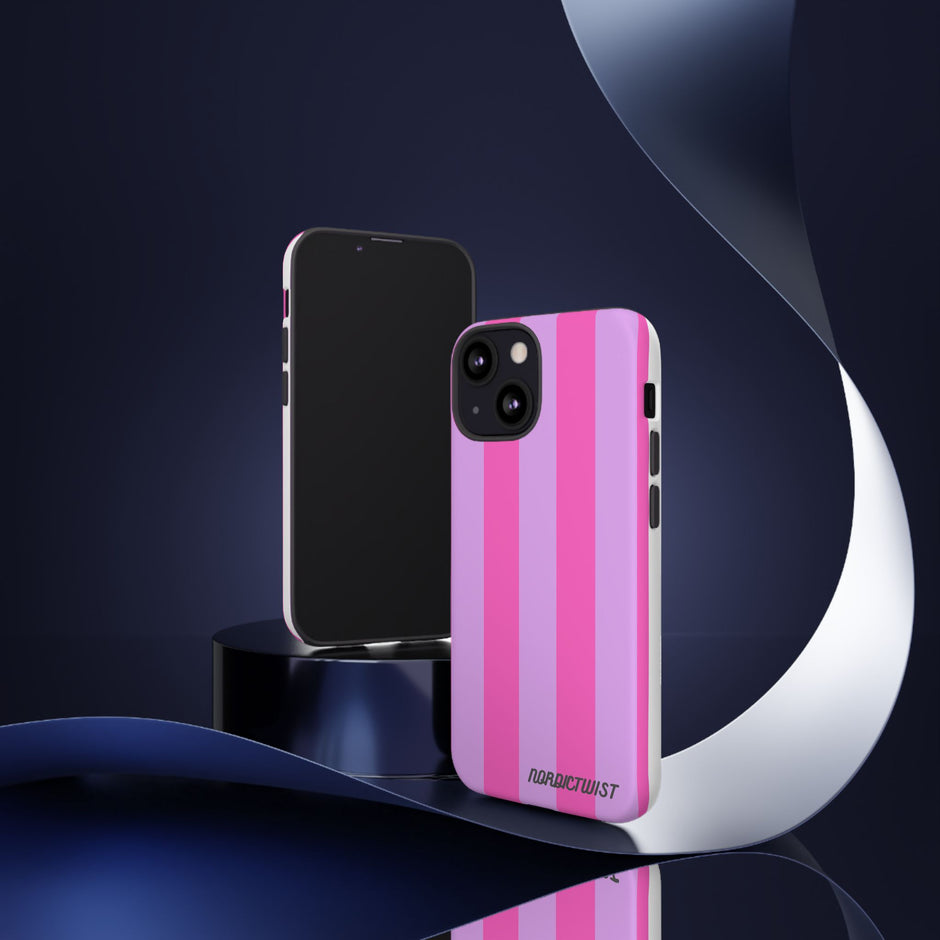 Stylish Phone Case - Tough Cases with Vibrant Pink and Lavender Stripes