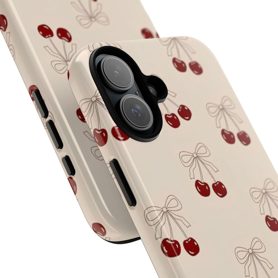 Cherry Pattern Phone Case — Cute Retro Red Cherries on Cream