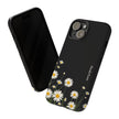 Daisy Floral Tough Phone Case – Protective Black Phone Cover with White Daisies