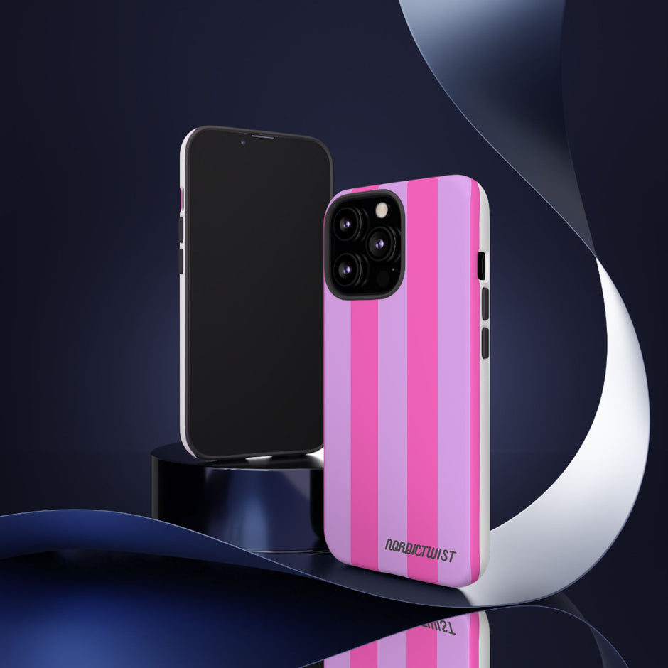 Stylish Phone Case - Tough Cases with Vibrant Pink and Lavender Stripes
