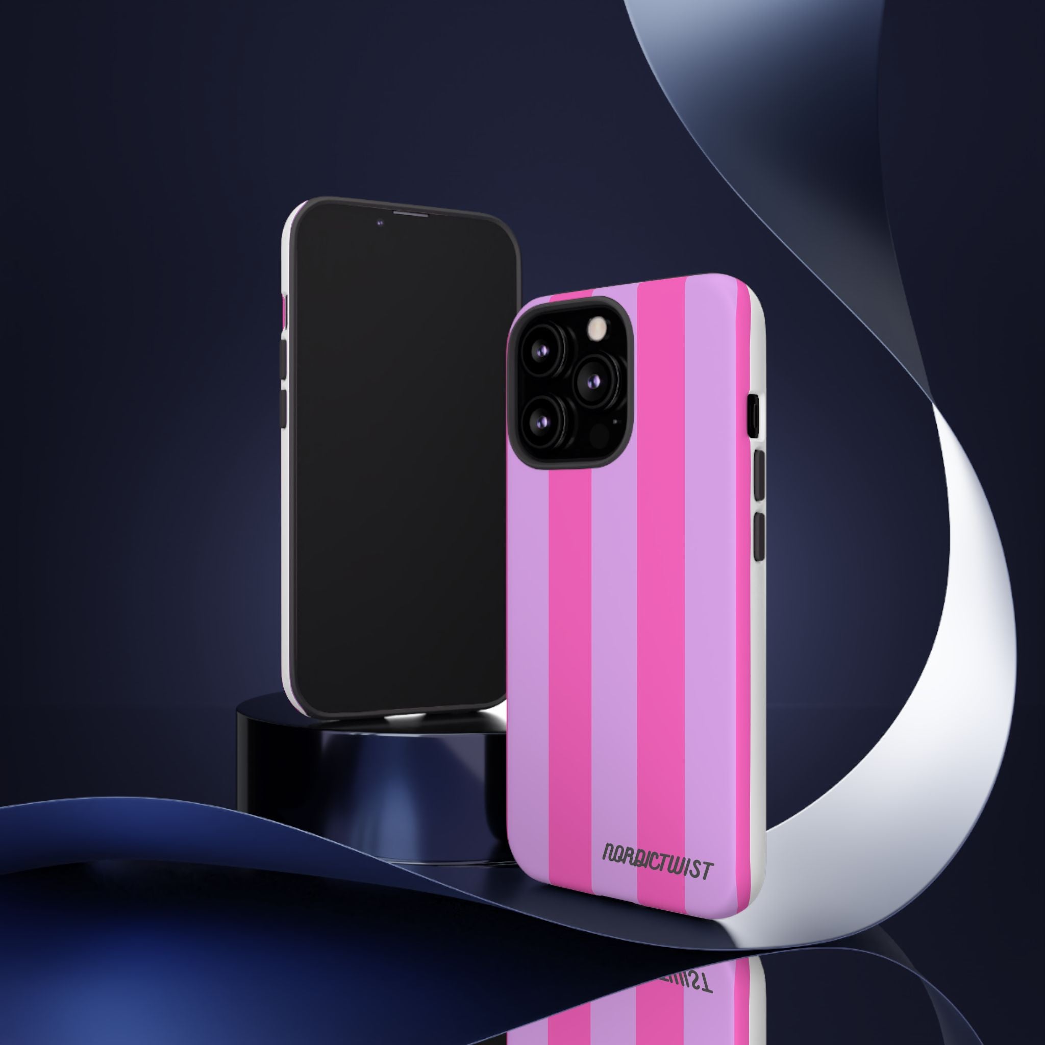 Stylish Phone Case - Tough Cases with Vibrant Pink and Lavender Stripes