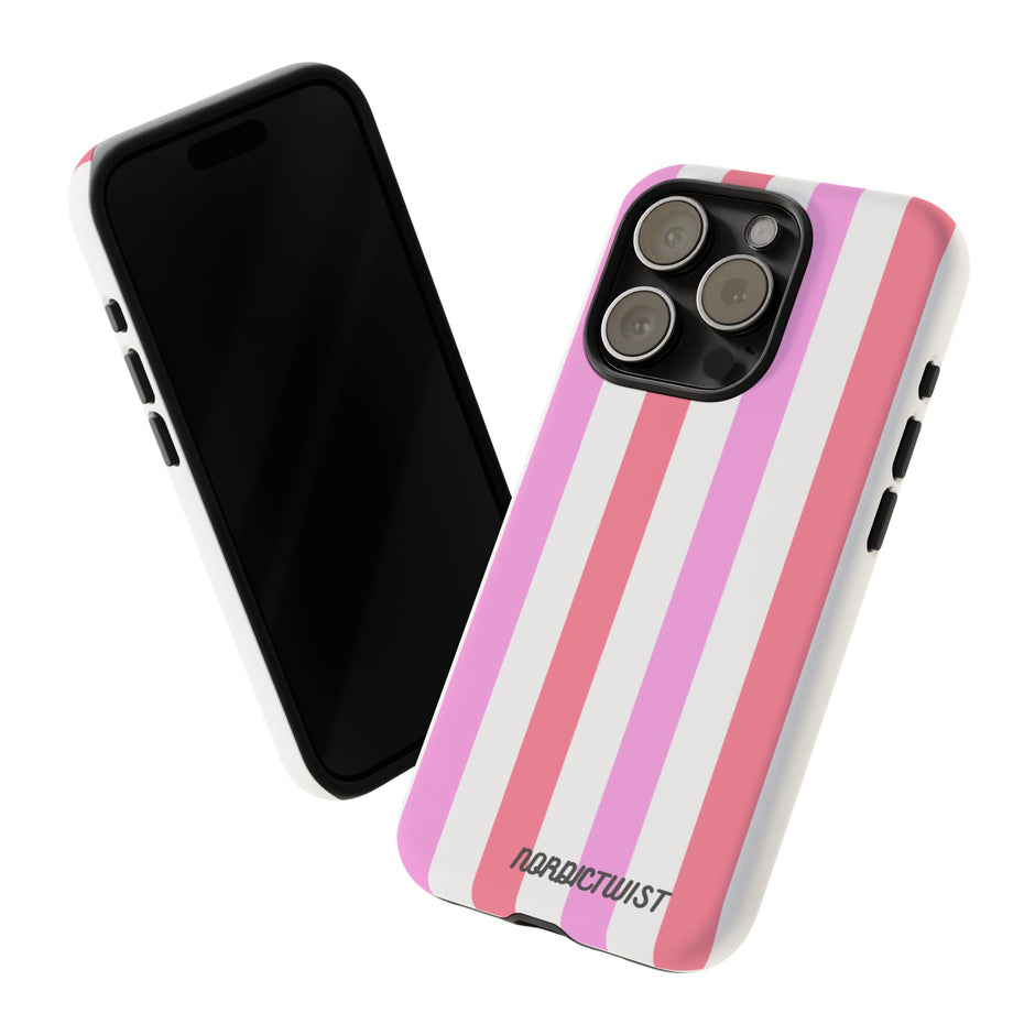 Pink Striped Phone Case - Stylish & Durable Cover