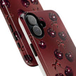 Cherry Pattern Tough Phone Case — Retro Dark Red Cherry iPhone Cover