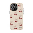 Cherry Pattern Phone Case — Cute Retro Red Cherries on Cream