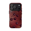 Cherry Pattern Tough Phone Case — Retro Dark Red Cherry iPhone Cover