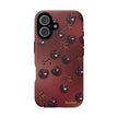 Cherry Pattern Tough Phone Case — Retro Dark Red Cherry iPhone Cover