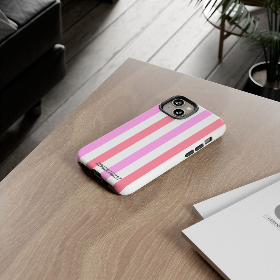 Pink Striped Phone Case - Stylish & Durable Cover