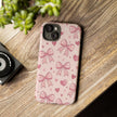 Pink Bow & Hearts Tough Phone Case — Cute Floral Ribbon iPhone Cover