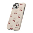Cherry Pattern Phone Case — Cute Retro Red Cherries on Cream