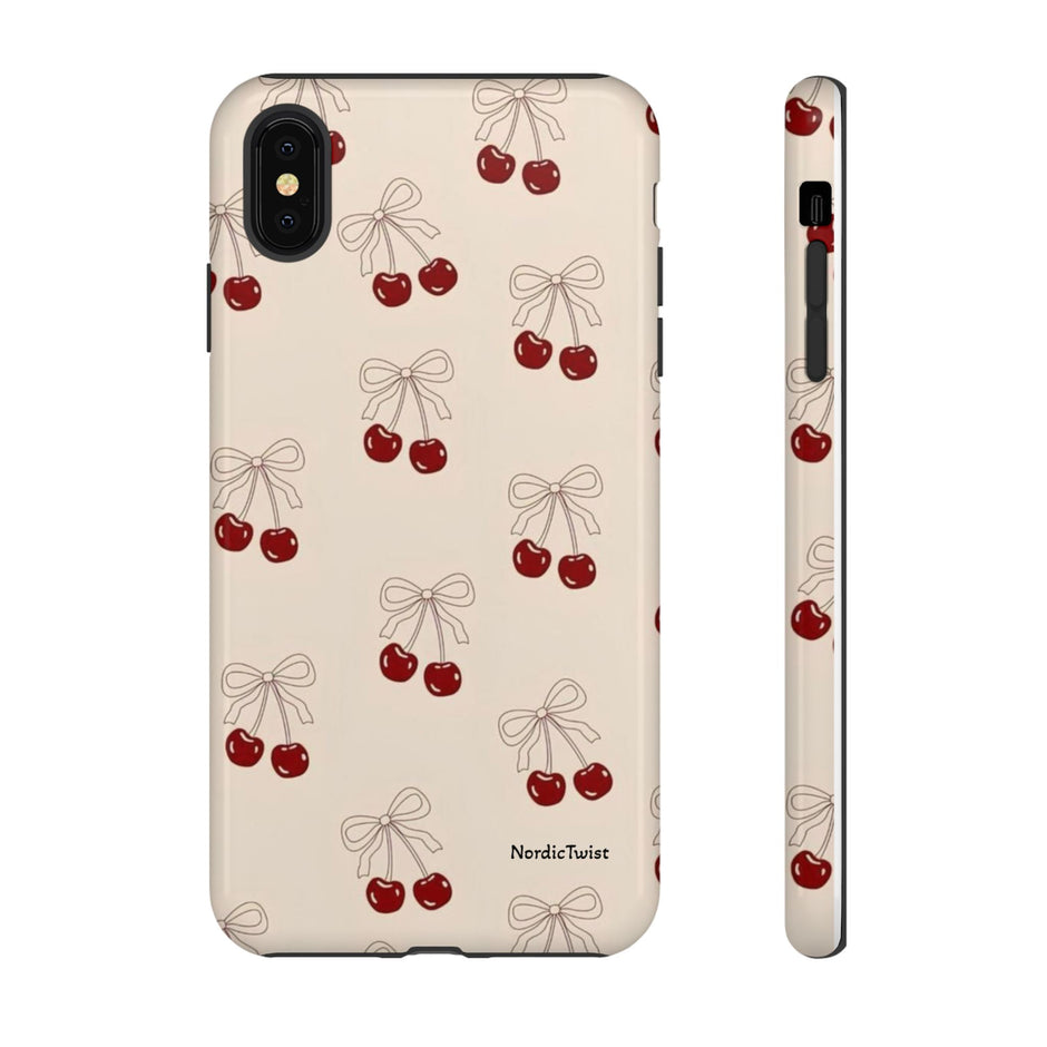 Cherry Pattern Phone Case — Cute Retro Red Cherries on Cream