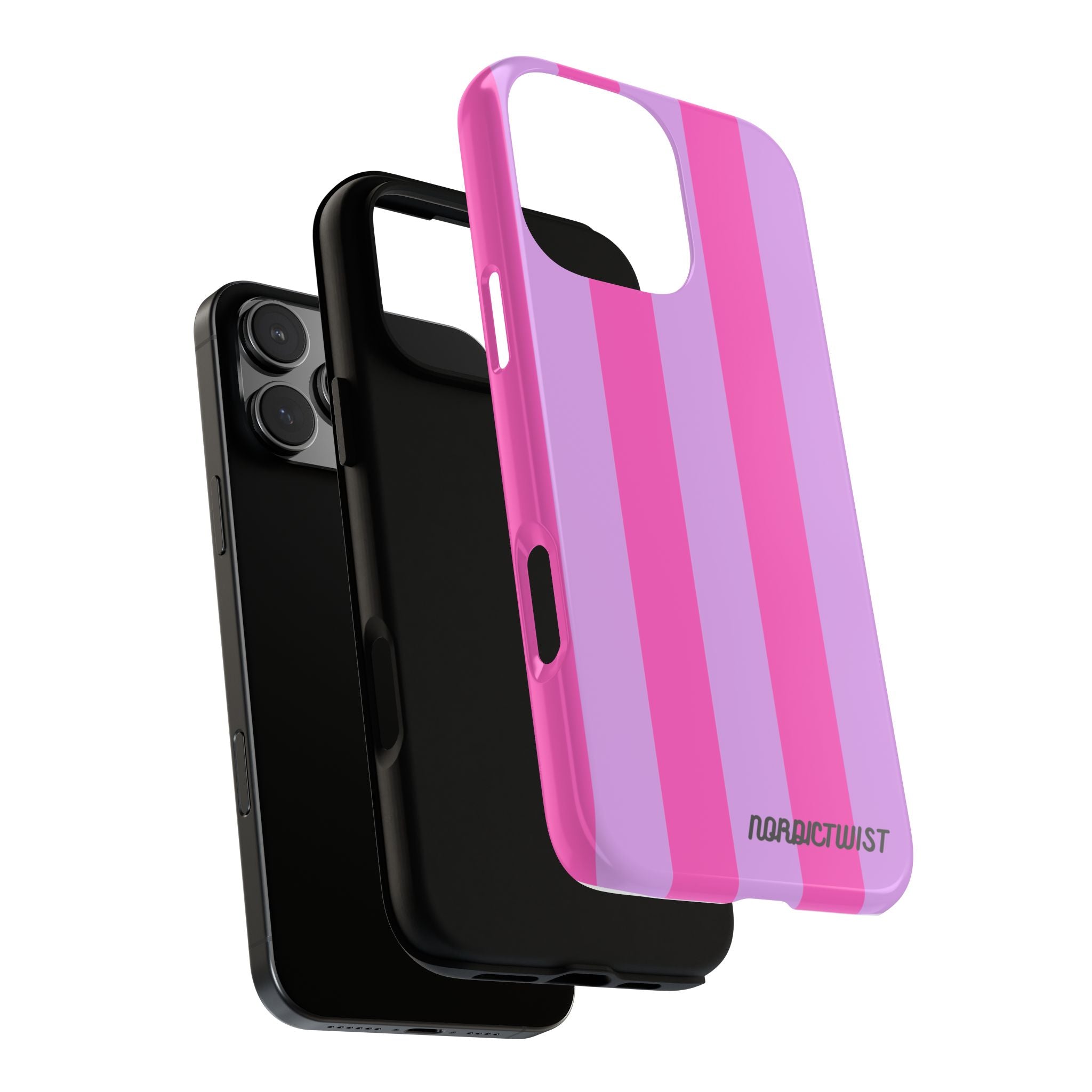 Stylish Phone Case - Tough Cases with Vibrant Pink and Lavender Stripes