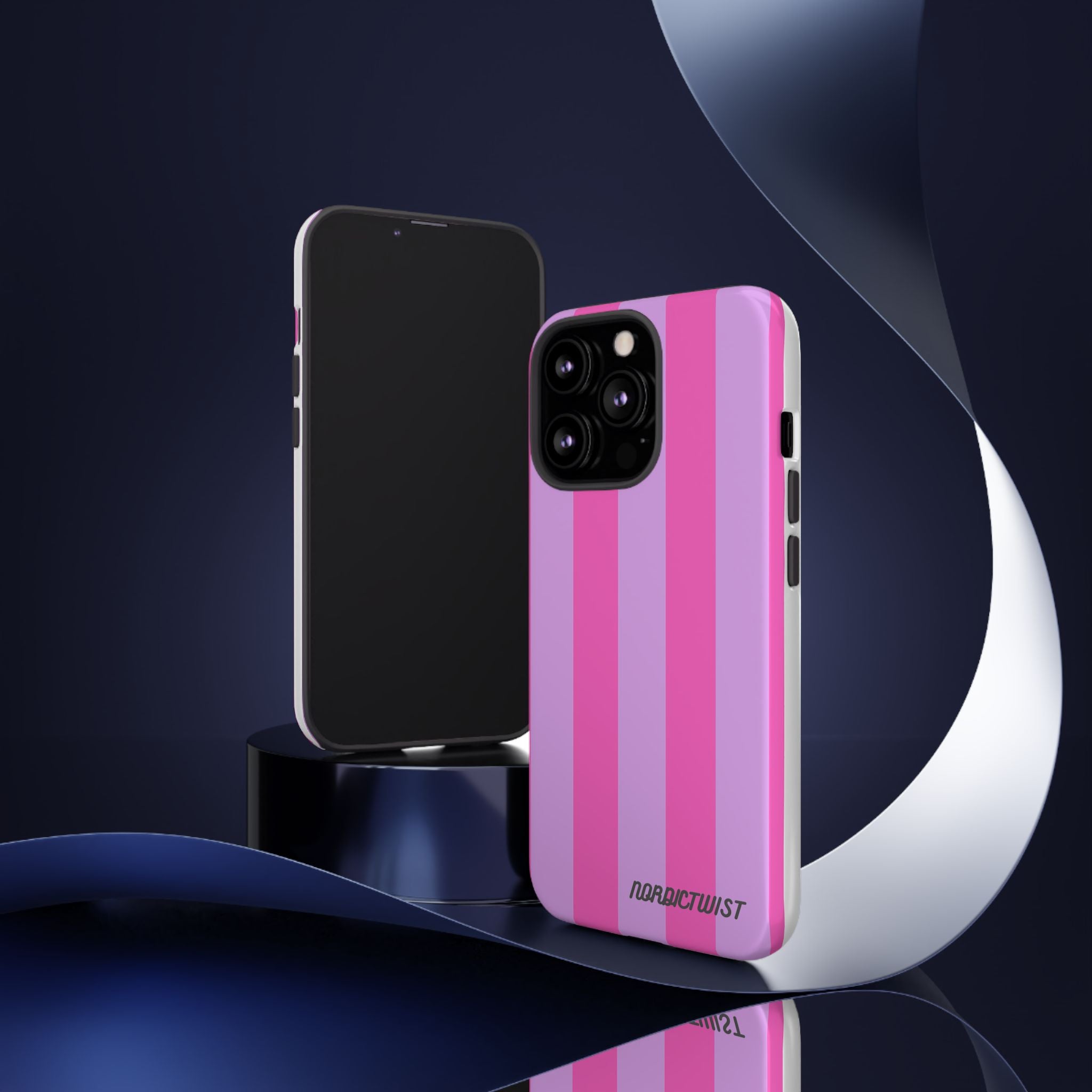 Stylish Phone Case - Tough Cases with Vibrant Pink and Lavender Stripes