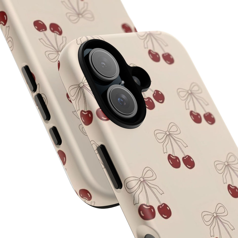 Cherry Pattern Phone Case — Cute Retro Red Cherries on Cream
