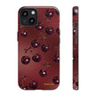 Cherry Pattern Tough Phone Case — Retro Dark Red Cherry iPhone Cover