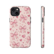Pink Bow & Hearts Tough Phone Case — Cute Floral Ribbon iPhone Cover