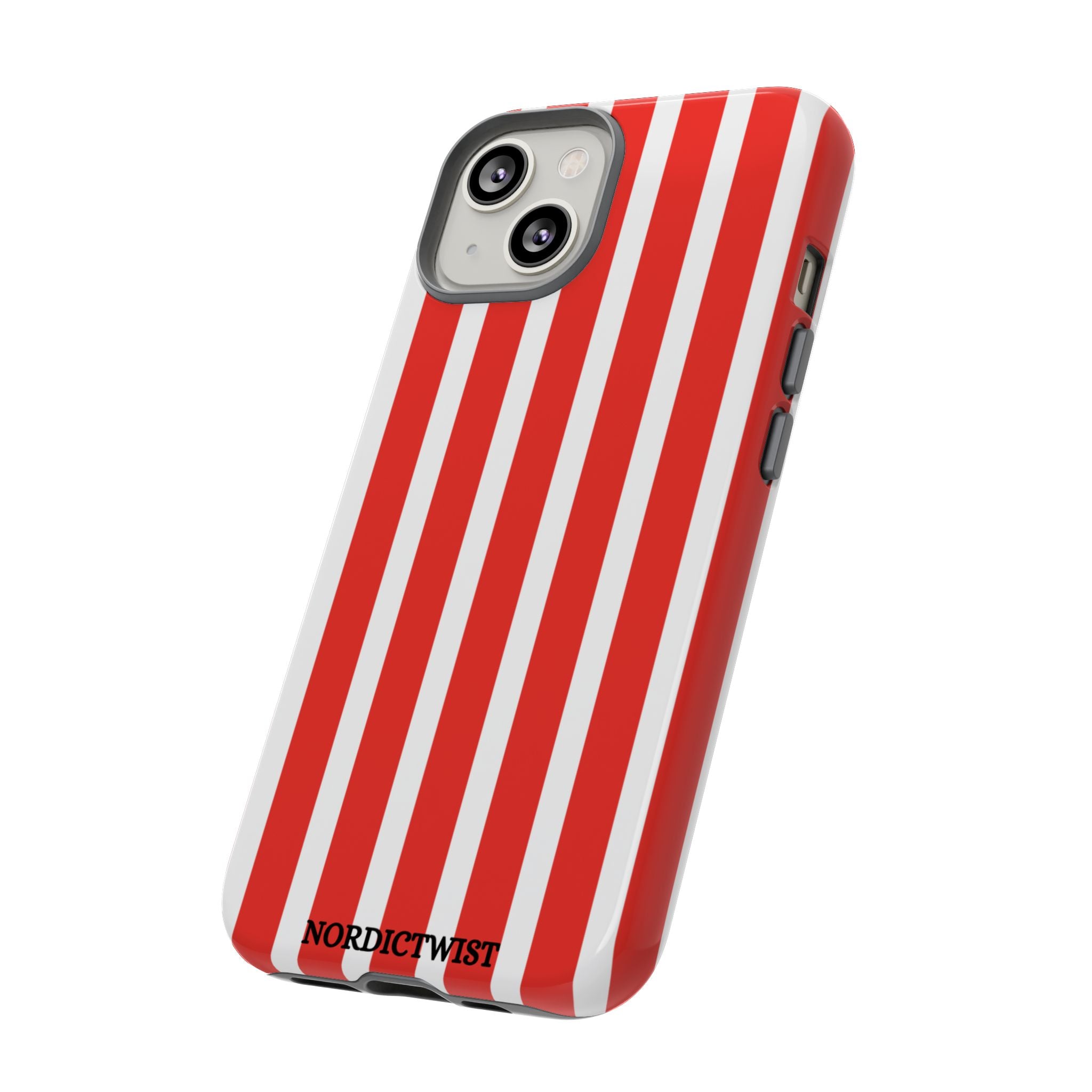 Striped Tough Phone Case - Durable Protection with Stylish Red & White Design