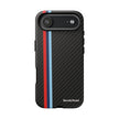 Carbon Fiber Stripe Phone Case — Tough Rugged Protection with Red & Blue Racing Stripe