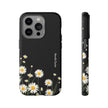 Daisy Floral Tough Phone Case – Protective Black Phone Cover with White Daisies