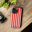 Striped Tough Phone Case - Durable Protection with Stylish Red & White Design