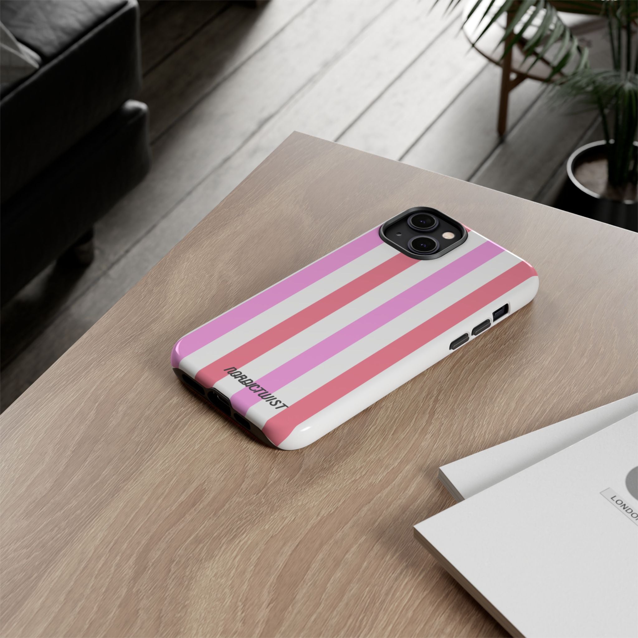 Pink Striped Phone Case - Stylish & Durable Cover
