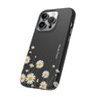 Daisy Floral Tough Phone Case – Protective Black Phone Cover with White Daisies