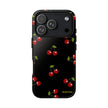 Cherry Pattern Tough Phone Case — Black Retro Cherry iPhone Cover