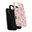 Pink Bow & Hearts Tough Phone Case — Cute Floral Ribbon iPhone Cover