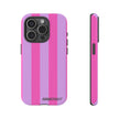 Stylish Phone Case - Tough Cases with Vibrant Pink and Lavender Stripes