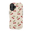 Cherry Pattern Tough Phone Case — Retro Red Cherries on Cream