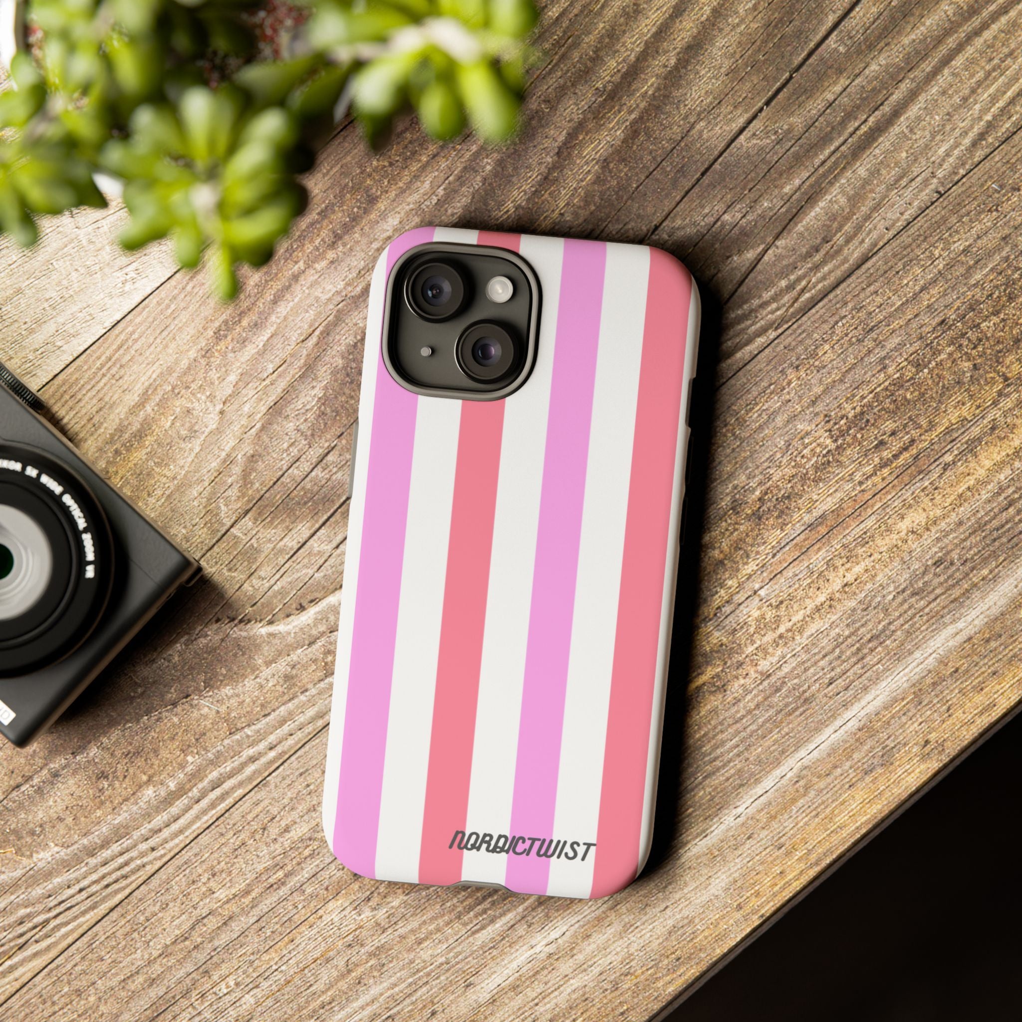 Pink Striped Phone Case - Stylish & Durable Cover