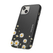 Daisy Floral Tough Phone Case – Protective Black Phone Cover with White Daisies