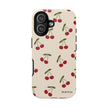 Cherry Pattern Tough Phone Case — Retro Red Cherries on Cream