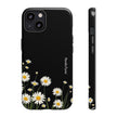 Daisy Floral Tough Phone Case – Protective Black Phone Cover with White Daisies