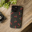 Cherry Pattern Tough Phone Case — Black Retro Cherry iPhone Cover