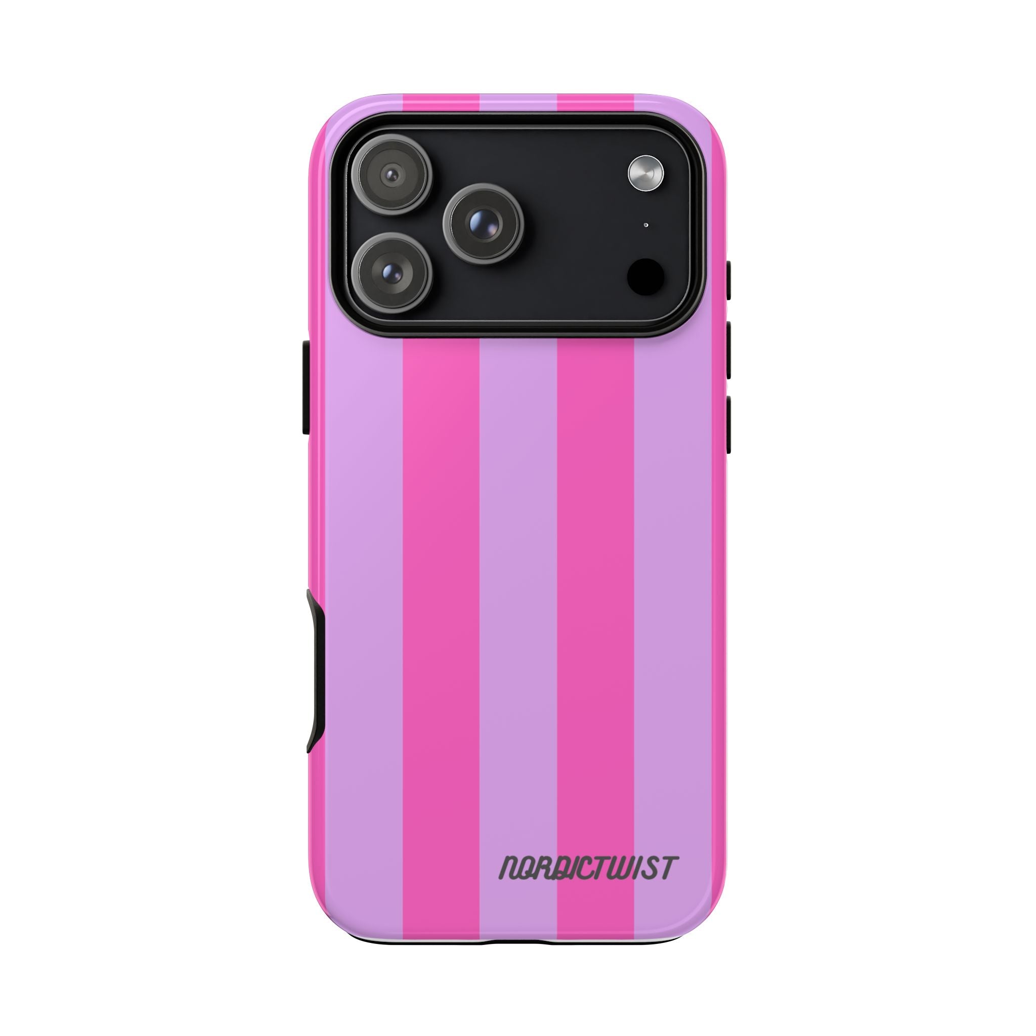 Stylish Phone Case - Tough Cases with Vibrant Pink and Lavender Stripes