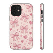 Pink Bow & Hearts Tough Phone Case — Cute Floral Ribbon iPhone Cover