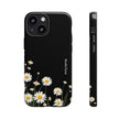 Daisy Floral Tough Phone Case – Protective Black Phone Cover with White Daisies
